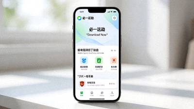 必一运动手机App下载页面，展示移动端赛事服务功能